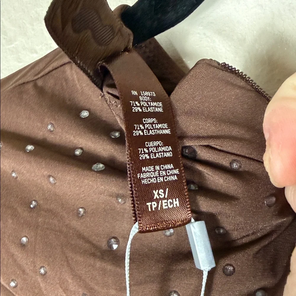 SKIMS X Swarovski Jelly Sheer Long Sleeved Catsuit Cocoa - Picture 5 of 6